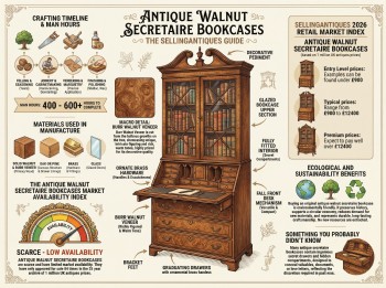 Antique Walnut Secretaire Bookcases Guide Infographic