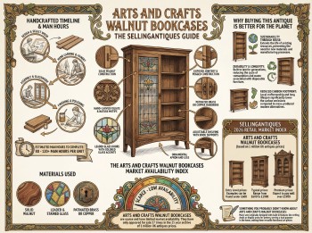 Arts And Crafts Walnut Bookcases Guide Infographic