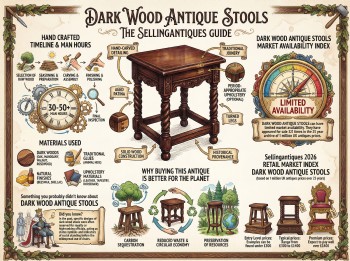 Dark Wood Antique Stools Guide Infographic