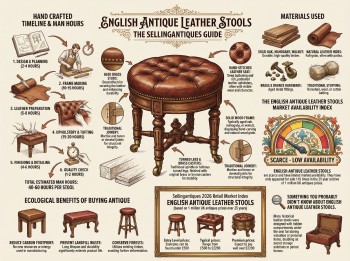 English Antique Leather Stools Guide Infographic