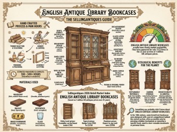 English Antique Library Bookcases Guide Infographic