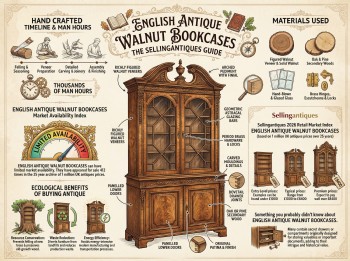 English Antique Walnut Bookcases Guide Infographic