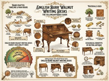 English Burr Walnut Writing Desks Guide Infographic
