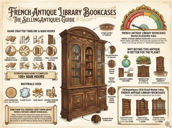 French Antique Library Bookcases Guide Infographic