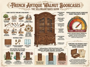 French Antique Walnut Bookcases Guide Infographic