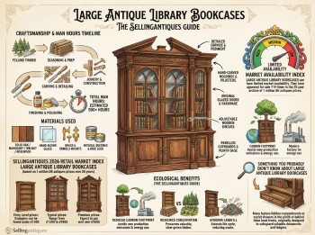 Large Antique Library Bookcases Guide Infographic