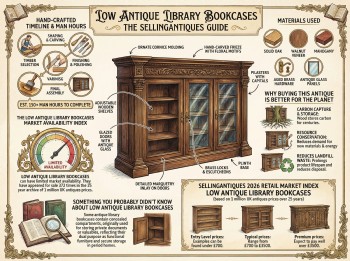 Low Antique Library Bookcases Guide Infographic