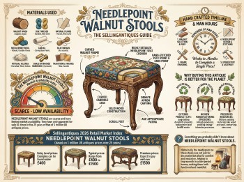 Needlepoint Walnut Stools Guide Infographic
