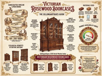 Victorian Rosewood Bookcases Guide Infographic