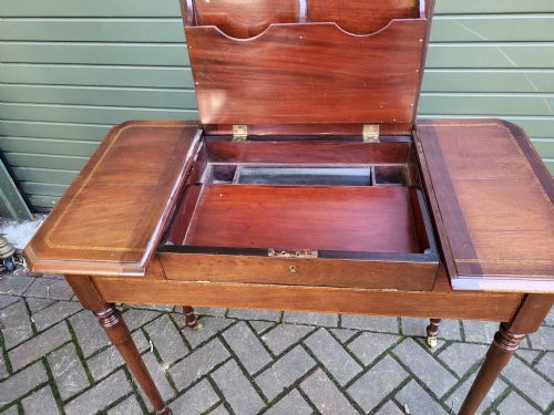 EDWARDIAN WALNUT PATENT DESIGN BRITISHER METAMORPHIC WRITING TABLE - ADDITIONAL PHOTO 2