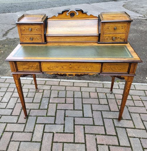 JAMES SHOOLBRED EDWARDIAN INLAID ROSEWOOD WRITING TABLE
