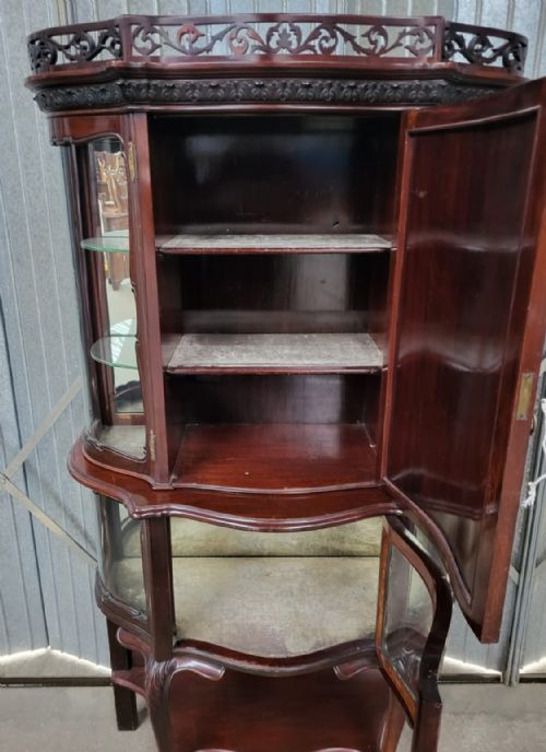 ART NOUVEAU INLAID MAHOGANY BOW FRONT CABINET - ADDITIONAL PHOTO 2