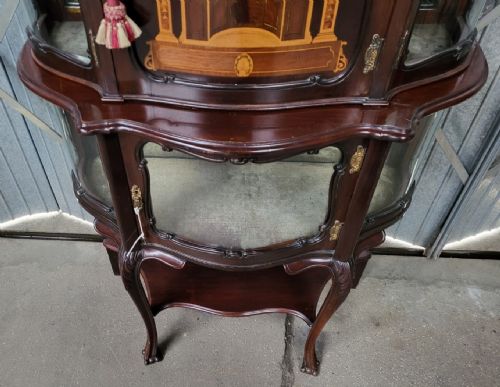 ART NOUVEAU INLAID MAHOGANY BOW FRONT CABINET - ADDITIONAL PHOTO 3
