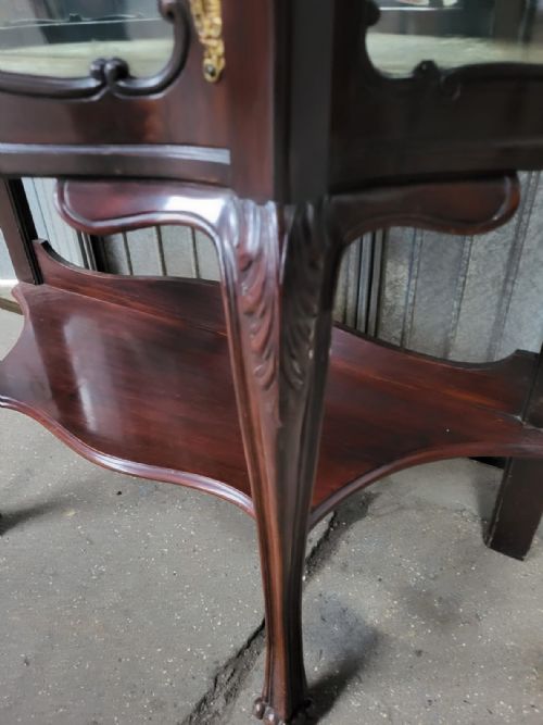 ART NOUVEAU INLAID MAHOGANY BOW FRONT CABINET - ADDITIONAL PHOTO 5