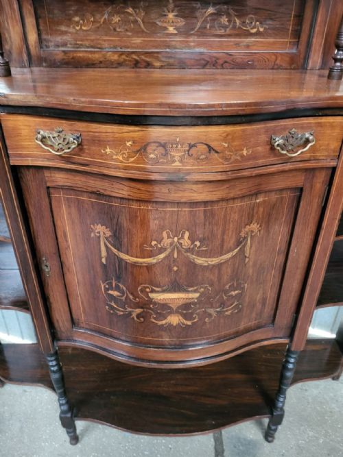 VICTORIAN INLAID ROSEWOOD MIRROR BACK PARLOUR CABINET - ADDITIONAL PHOTO 1
