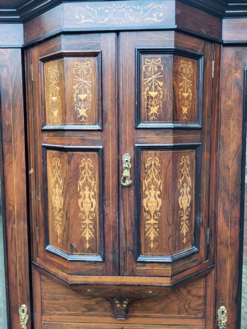 VICTORIAN INLAID ROSEWOOD TRIPLE WARDROBE - ADDITIONAL PHOTO 2