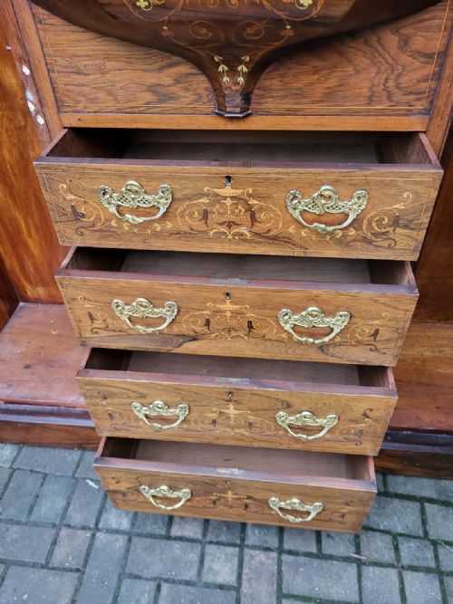 VICTORIAN INLAID ROSEWOOD TRIPLE WARDROBE - ADDITIONAL PHOTO 6