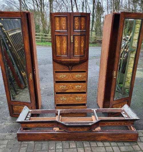 VICTORIAN INLAID ROSEWOOD TRIPLE WARDROBE - ADDITIONAL PHOTO 9