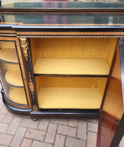 VICTORIAN INLAID EBONISED MIRRORED BACK CREDENZA - ADDITIONAL PHOTO 1