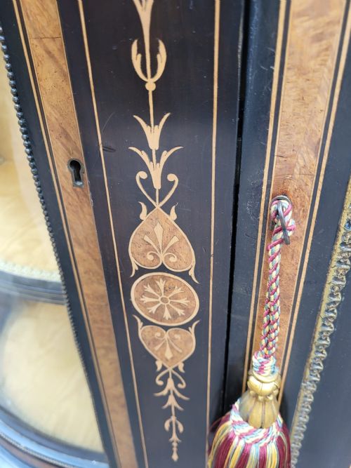 VICTORIAN INLAID EBONISED MIRRORED BACK CREDENZA - ADDITIONAL PHOTO 2