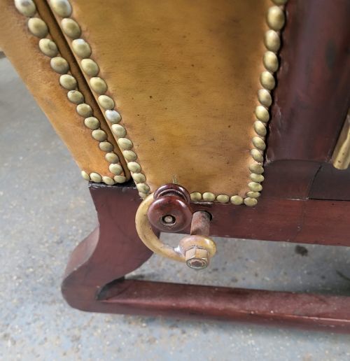 VICTORIAN METAMORPHIC WALNUT FRAMED LEATHER WING BACK RECLINING CONVALESCING CHAIR - ADDITIONAL PHOTO 11