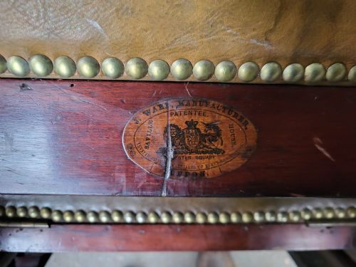 VICTORIAN METAMORPHIC WALNUT FRAMED LEATHER WING BACK RECLINING CONVALESCING CHAIR - ADDITIONAL PHOTO 13