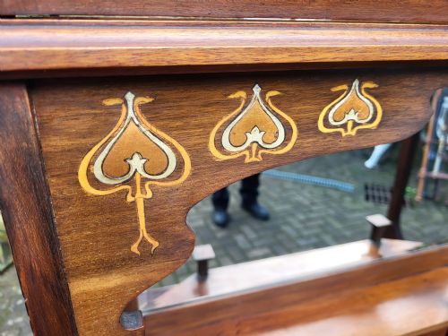 LATE VICTORIAN ART NOUVEAU INLAID MAHOGANY DISPLAY CABINET - ADDITIONAL PHOTO 6