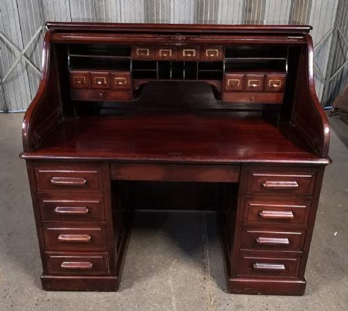 VICTORIAN MAHOGANY ROLL TOP DESK - ADDITIONAL PHOTO 1