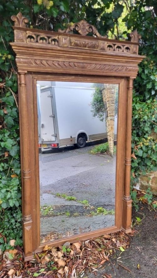 FRENCH CARVED OAK WALL MIRROR - ADDITIONAL PHOTO 1