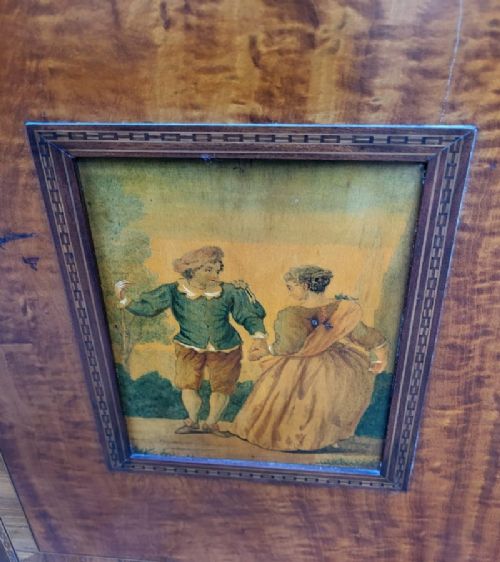 VICTORIAN MAPLE CO ADAM REVIVAL INLAID SATINWOOD SIDE CABINET - ADDITIONAL PHOTO 4