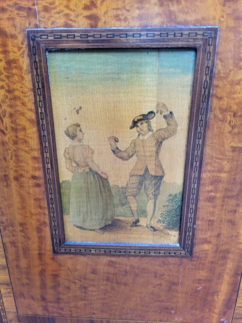 VICTORIAN MAPLE CO ADAM REVIVAL INLAID SATINWOOD SIDE CABINET - ADDITIONAL PHOTO 5