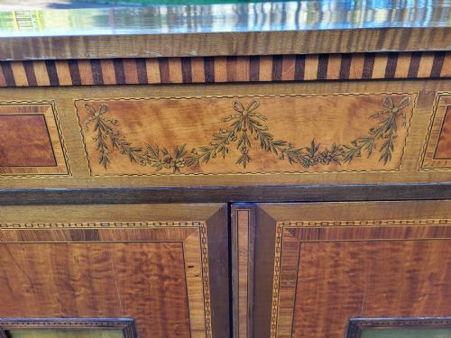 VICTORIAN MAPLE CO ADAM REVIVAL INLAID SATINWOOD SIDE CABINET - ADDITIONAL PHOTO 6