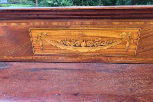 EDWARDIAN INLAID FLAME MAHOGANY BREAKFRONT SIDEBOARD - ADDITIONAL PHOTO 4