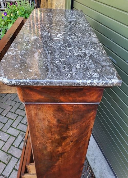 FLAME MAHOGANY MARBLE TOP SECRETAIRE ABATTANT - ADDITIONAL PHOTO 2