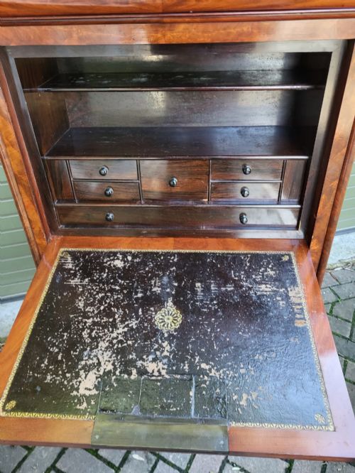 FLAME MAHOGANY MARBLE TOP SECRETAIRE ABATTANT - ADDITIONAL PHOTO 4
