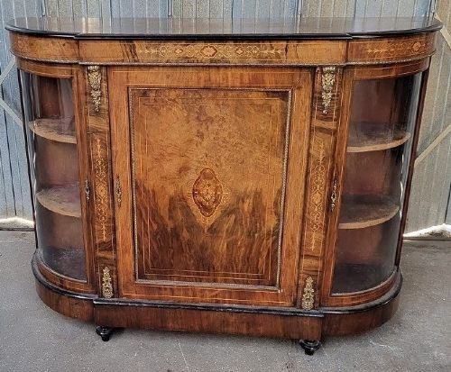 VICTORIAN INLAID AND ORMOLU MOUNTED BURR WALNUT CREDENZA
