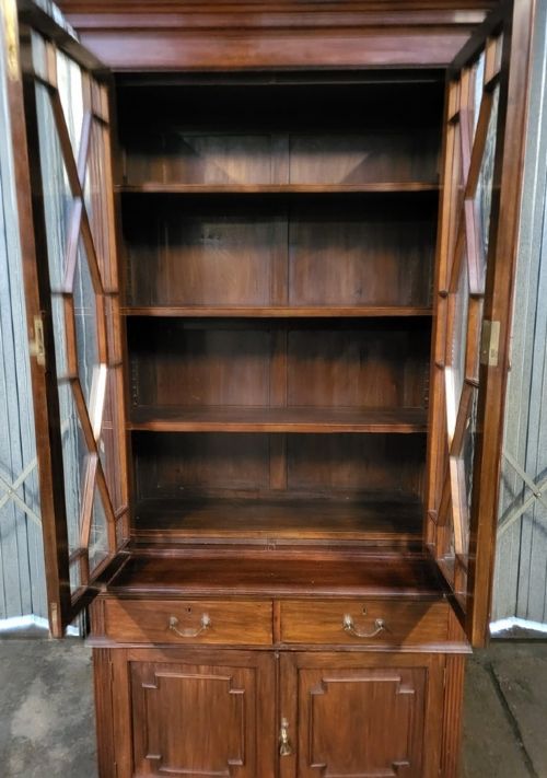 MAPLE CO EDWARDIAN MAHOGANY GLAZED BOOKCASE CABINET - ADDITIONAL PHOTO 1