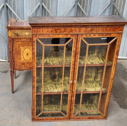 VICTORIAN MARQUETRY BIRDS EYE MAPLE BOOKCASE - ADDITIONAL PHOTO 3