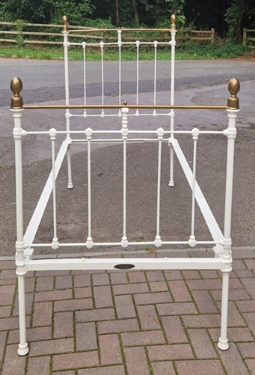 victorian single size brass and iron bedstead - CATEGORY: ANTIQUE BEDS - DATED 1880
