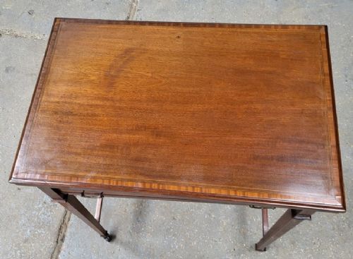 EDWARDIAN CROSS BANDED GAMES SEWING TABLE - ADDITIONAL PHOTO 1