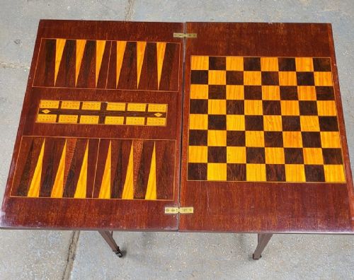 EDWARDIAN CROSS BANDED GAMES SEWING TABLE - ADDITIONAL PHOTO 4