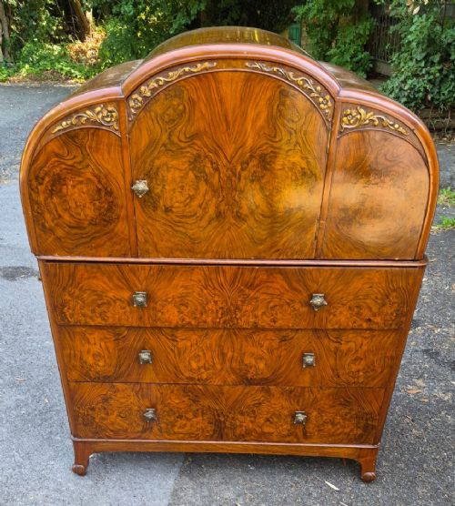 ART DECO BURR WALNUT 7 PIECE BEDROOM SUITE BY FRANK TAYLOR CO - ADDITIONAL PHOTO 3