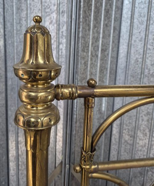 VICTORIAN RW WINFIELD KING SIZE GOTHIC REVIVAL BRASS BEDSTEAD - ADDITIONAL PHOTO 1