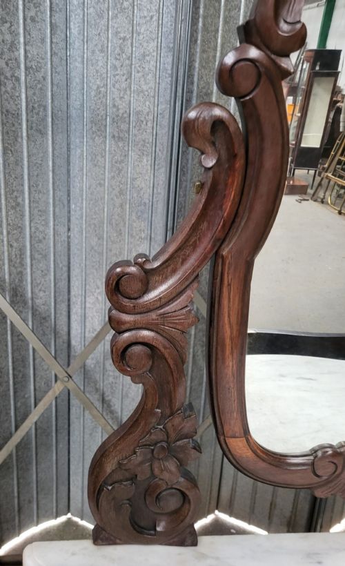 FRENCH CARVED WALNUT MARBLE TOPPED DRESSING TABLE - ADDITIONAL PHOTO 4