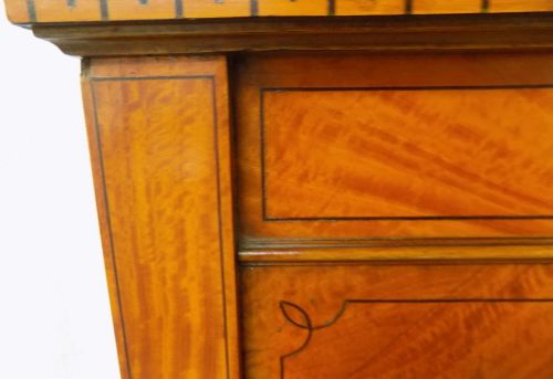 PAIR OF EDWARDIAN LARGE SINGLE SIZE BOW ENDED INLAID SATINWOOD BEDSTEADS - ADDITIONAL PHOTO 4