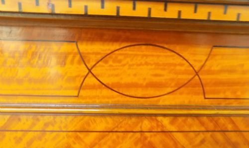 PAIR OF EDWARDIAN LARGE SINGLE SIZE BOW ENDED INLAID SATINWOOD BEDSTEADS - ADDITIONAL PHOTO 5