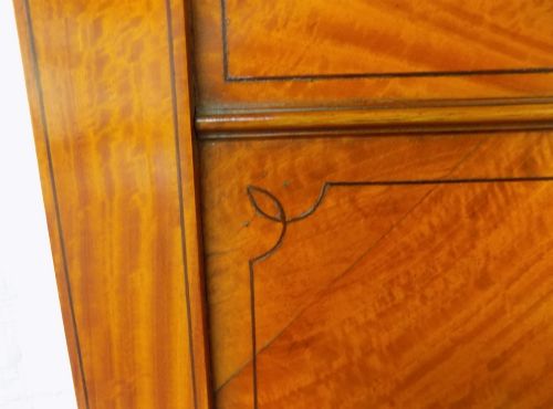 PAIR OF EDWARDIAN LARGE SINGLE SIZE BOW ENDED INLAID SATINWOOD BEDSTEADS - ADDITIONAL PHOTO 6