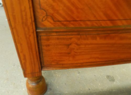 PAIR OF EDWARDIAN LARGE SINGLE SIZE BOW ENDED INLAID SATINWOOD BEDSTEADS - ADDITIONAL PHOTO 9