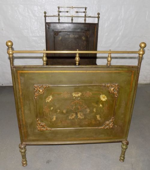 AUSTRIAN 19TH CENTURY SINGLE SIZE TOLEWARE BEDSTEAD