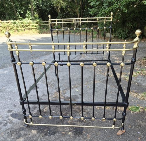 VICTORIAN DOUBLE SIZE BRASS AND IRON BEDSTEAD